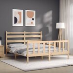 vidaXL Cadre de lit avec tête de lit 160x200 cm bois massif