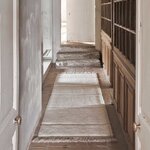 Tapis de couloir en laine blanc cassé à franges marron glacé - 80 x 230 cm