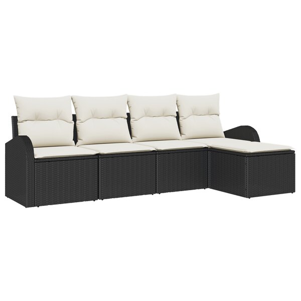 Ensemble de canapé de jardin vidaXL 5 pièces avec coussins Noir Poly Rotin