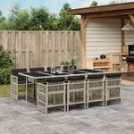 vidaXL Ensemble à manger de jardin et coussins 9 Pièces gris clair rotin