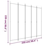 vidaXL Cloison de séparation 5 panneaux Blanc 250x220 cm Tissu