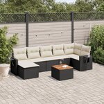vidaXL Salon de jardin 8 Pièces avec coussins noir résine tressée