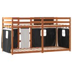 vidaXL Lit superposé avec rideaux blanc/noir 75x190 cm bois pin massif