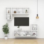 vidaXL Meuble TV mural Blanc 37x37x142 5 cm Bois d’ingénierie