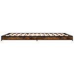 vidaXL Cadre de lit chêne fumé 150x200 cm bois d'ingénierie et métal