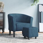 vidaXL Fauteuil cabriolet avec repose-pied bleu foncé velours