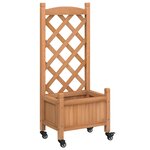 vidaXL Jardinière avec treillis et roues marron bois massif de sapin