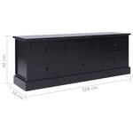 vidaXL Meuble TV Noir 108x30x40 cm Bois de Paulownia solide