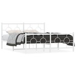 vidaXL Cadre de lit métal sans matelas et pied de lit blanc 160x200 cm