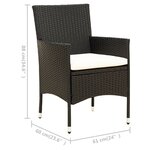 vidaXL Salon de jardin 7 Pièces avec coussins résine tressée noir
