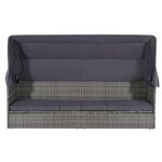 Lit de jardin avec auvent gris 205 x 62 cm résine tressée 02_0011998