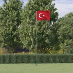 vidaXL Drapeau de la Turquie et mât 5 55 m Aluminium