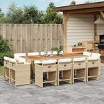 vidaXL Ensemble à manger de jardin et coussins 13 Pièces beige