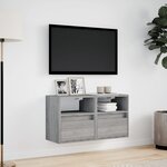 vidaXL Meubles TV muraux et lumières LED 2 Pièces sonoma gris 41x31x45 cm