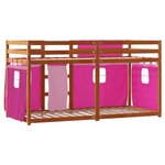 vidaXL Lit superposé avec rideaux rose 80x200 cm bois pin massif