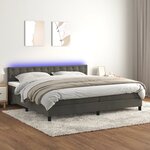 vidaXL Sommier à lattes de lit matelas et LED Gris foncé 200x200 cm