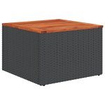 Ensemble de Canapé de Jardin 7 Pièces avec Coussins en Rotin Poly Noir et Acacia