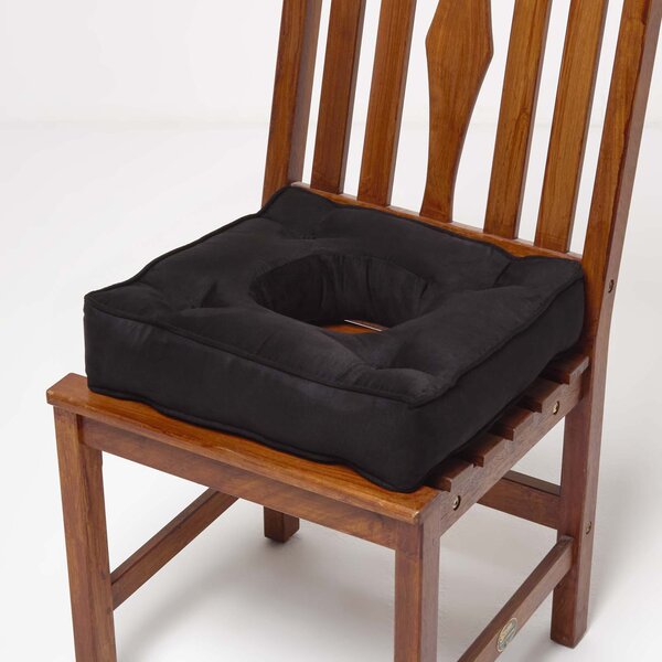 Galette de chaise coussin bouée en suédine Noir  40 x 40 x 10 cm - HOMESCAPES