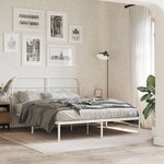 vidaXL Cadre de lit métal sans matelas et tête de lit blanc 135x190 cm