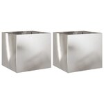 vidaXL Jardinières 2 Pièces argenté 32x30x29 cm acier inoxydable