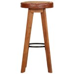 vidaXL Tabourets de bar 2 Pièces Cuir véritable et bois d'acacia solide