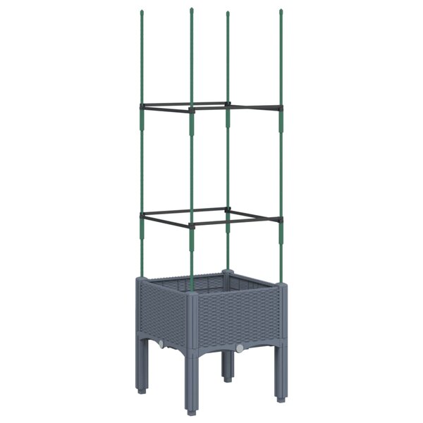 vidaXL Jardinière avec treillis gris 40x40x142 5 cm PP