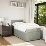 vidaXL Sommier à lattes de lit et matelas Gris clair 100x200cm Velours