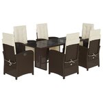 vidaXL Ensemble à manger de jardin et coussins 7 Pièces marron rotin