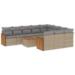 vidaXL Salon de jardin 11 Pièces avec coussins beige résine tressée