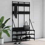 vidaXL Porte-vêtements et rangement des chaussures noir 100x40x184 cm