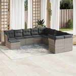 vidaXL Salon de jardin 11 Pièces avec coussins gris clair résine tressée