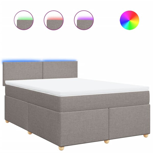 vidaXL Sommier à lattes de lit avec matelas Taupe 140x200 cm Tissu