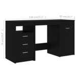 Bureau table poste de travail meuble d'ordinateur informatique étude 140 x 50 x 76 cm bois d’ingénierie noir 02_0023917