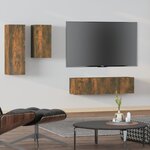 vidaXL Ensemble de meubles TV 4 Pièces Chêne fumé Bois d'ingénierie