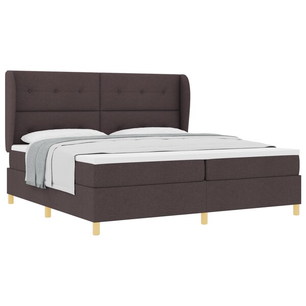 Lit Box Spring vidaXL avec Matelas - Marron Foncé  200x200 cm  Tissu