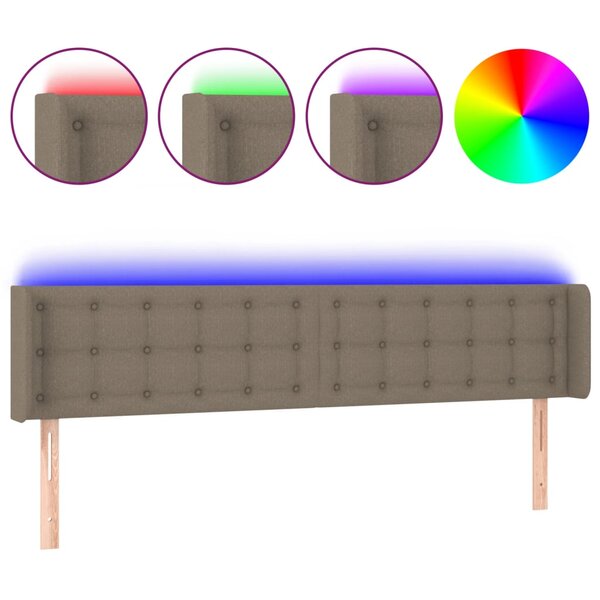 vidaXL Tête de lit à LED Taupe 183x16x78/88 cm Tissu