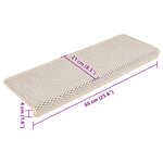 vidaXL Tapis d'escalier autocollants 15 Pièces 65x21x4 cm Crème