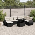 vidaXL Salon de jardin 9 Pièces avec coussins noir résine tressée