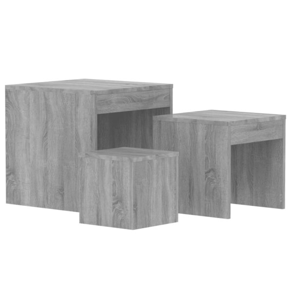 vidaXL Tables gigognes 3 Pièces Sonoma gris Bois d'ingénierie