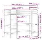 vidaXL Lit superposé sans matelas cire marron 90x200 cm pin massif
