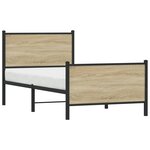 vidaXL Cadre de lit en métal sans matelas chêne sonoma 75x190 cm
