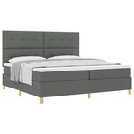 vidaXL Lit à sommier avec matelas gris foncé 200x200 cm en tissu
