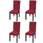 vidaXL Housse de chaise droite extensible 4 Pièces Bordeaux