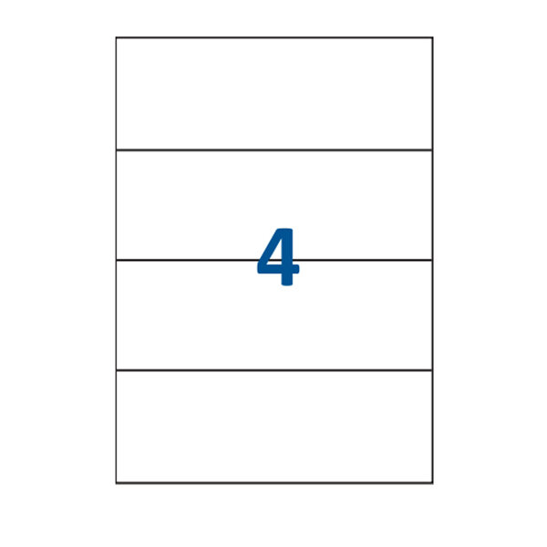 Lot de 500 Planches étiquettes autocollantes sur feuille A4 : 210 x 74 2 mm (4 étiquettes par feuille  spéciales bons de transport)