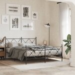 vidaXL Cadre de lit métal sans matelas avec pied de lit noir 150x200cm