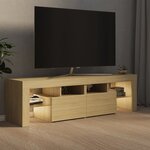 vidaXL Meuble TV avec lumières LED Chêne sonoma 140x36 5x40 cm