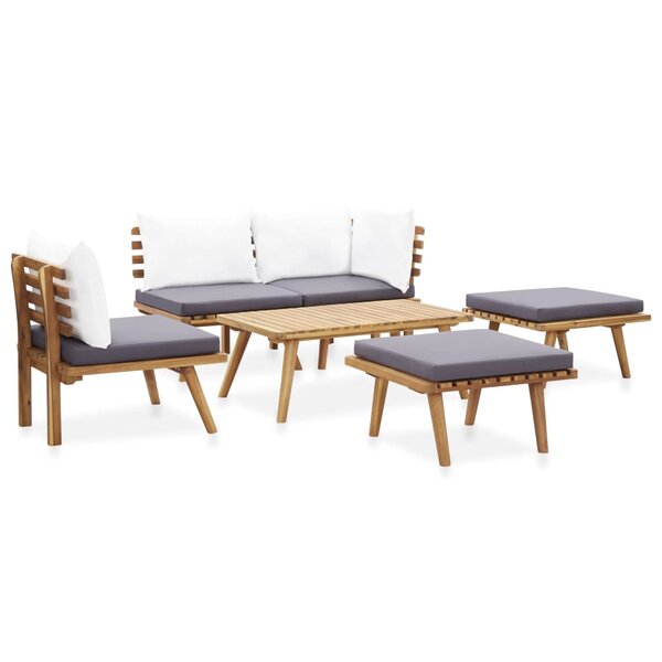 Salon de jardin meuble d'extérieur ensemble de mobilier 6 pièces bois d'acacia massif 02_0016977