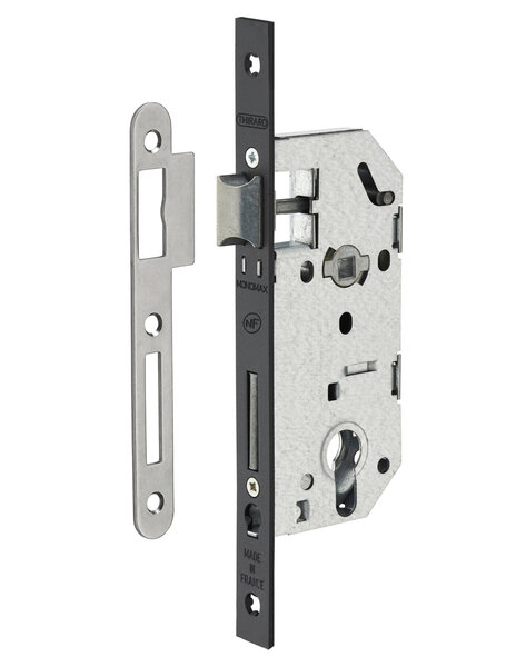THIRARD - Serrure encastrable Monomax NF pour cylindre européen  axe 40mm  bouts carrés  têtière noire
