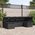 vidaXL Ensemble de Canapés de Jardin de 6 pièces avec Coussins Noir Rattan Poly