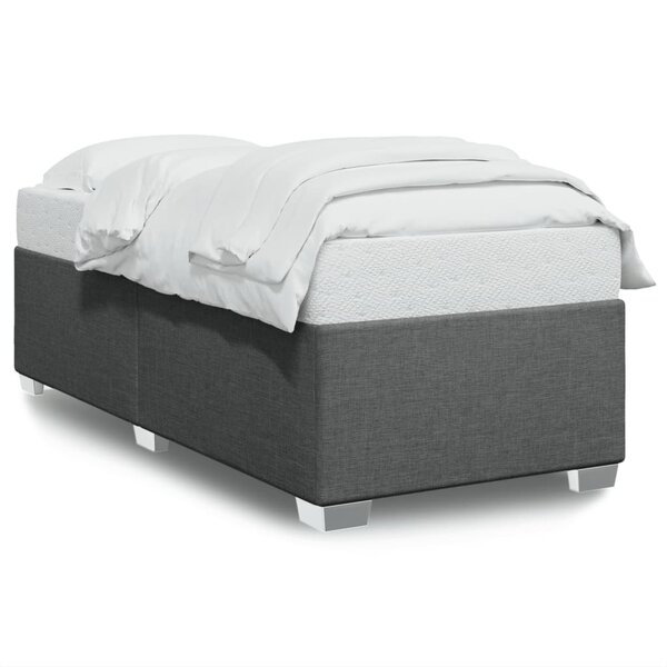 vidaXL Cadre de lit Gris foncé 90x190 cm Tissu